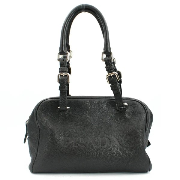 PRADA MINI BOSTON BAG LEATHER BLACK: Prada Mini Boston Bag Leather Black Brand: Prada Type/Style: Handbag Material: Leather Color: Black Size: W:26cm ? H:19cm ? D:13.5cm Accessories: None Accessories Notice: When purchasing pre-owned