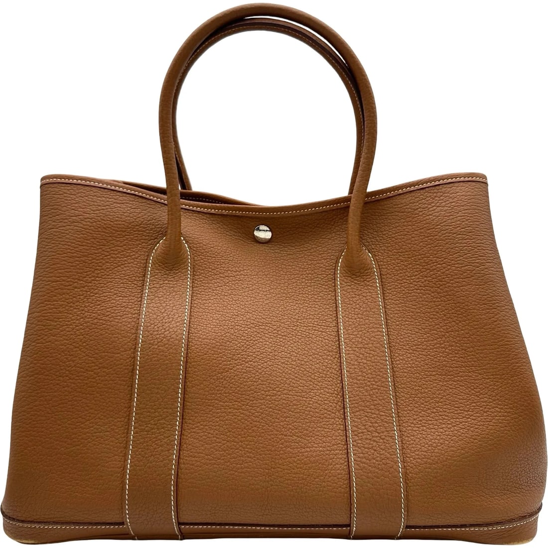 HERMES GARDEN PARTY GOLD NEGONDA LEATHER: HERMES Garden Party Gold Negonda Leather Brand: HERMES Type/Style: Handbag Material: Negonda Color: Gold / Silver Hardware Size: W: 35.5cm / H: 26cm / D: 17cm Accessories: None Accessories Notice:
