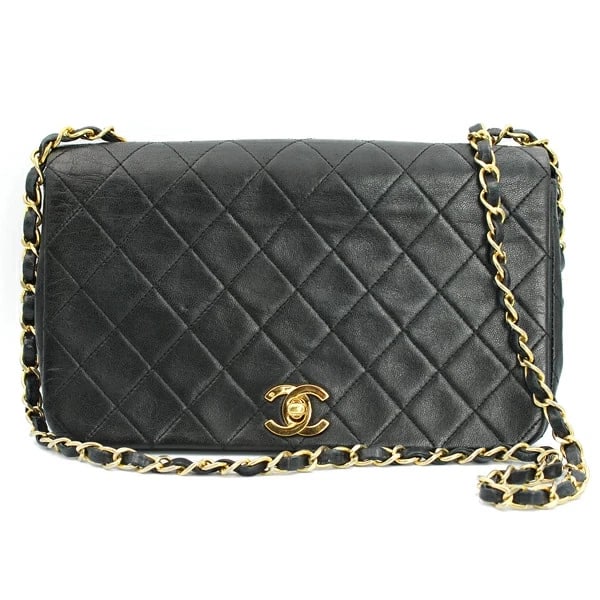 CHANEL MATELASSE FULL FLAP CHAIN SHOULDER BAG: CHANEL Matelasse Full Flap Chain Shoulder Bag Brand: Chanel Type/Style: Shoulder Bag Material: Lambskin Color: Black Size: W: 23.5cm ? H: 14cm ? D: 6cm Accessories: None Accessories Notice