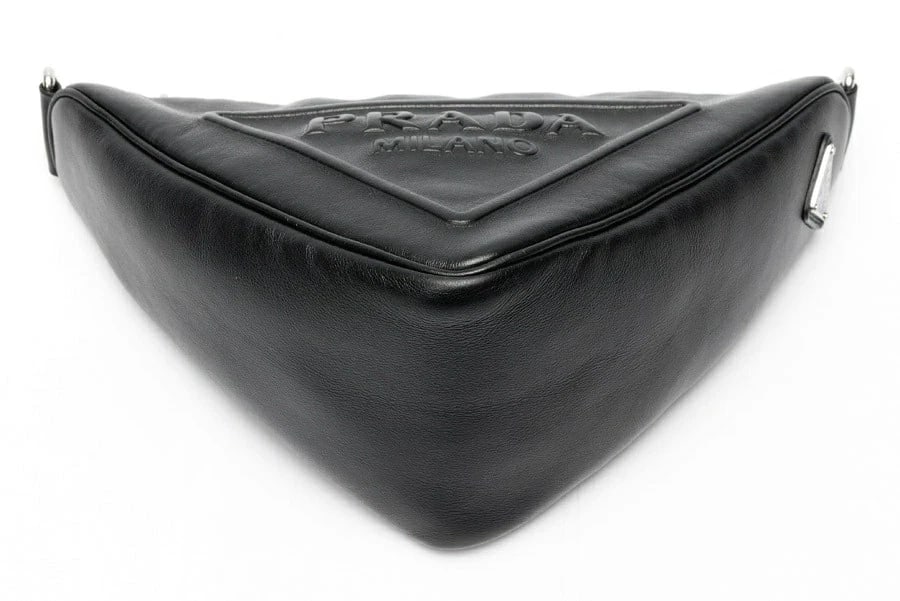 PRADA TRIANGLE EMBOSSED LOGO SHOULDER BAG - 4