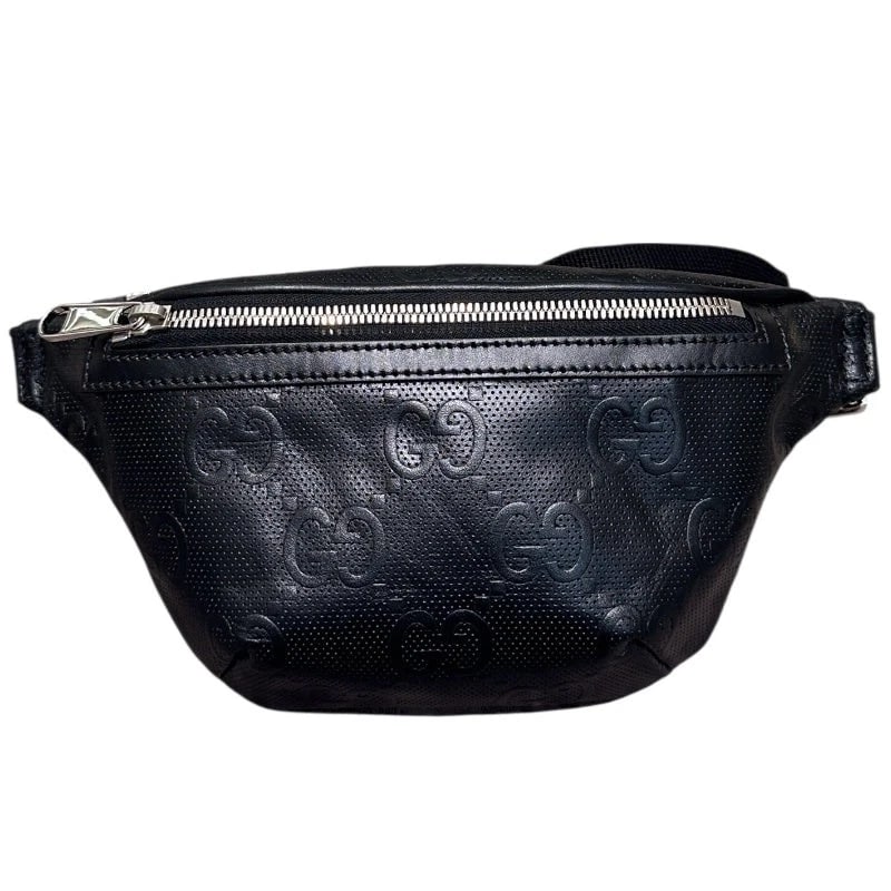 GUCCI GG EMBOSSED BELT BAG BLACK BODY BAG: GUCCI GG Embossed Belt Bag Black Body Bag Brand: GUCCI Type/Style: Body Bag Material: Leather Color: black Size: W: 28cm / H: 14cm / D: 4.5cm Accessories: None Accessories Notice: When pur