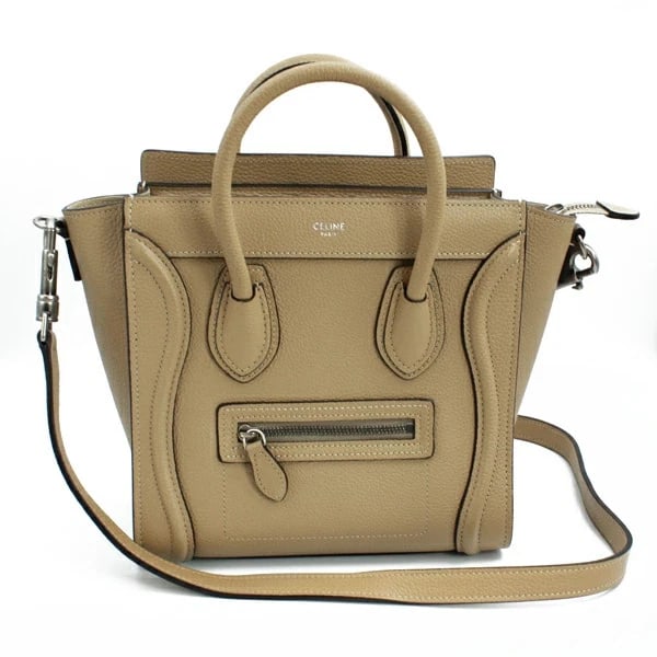 CELINE LUGGAGE NANO SHOPPER IN DRUMMED CALFSKIN BEIGE (1 of 4)