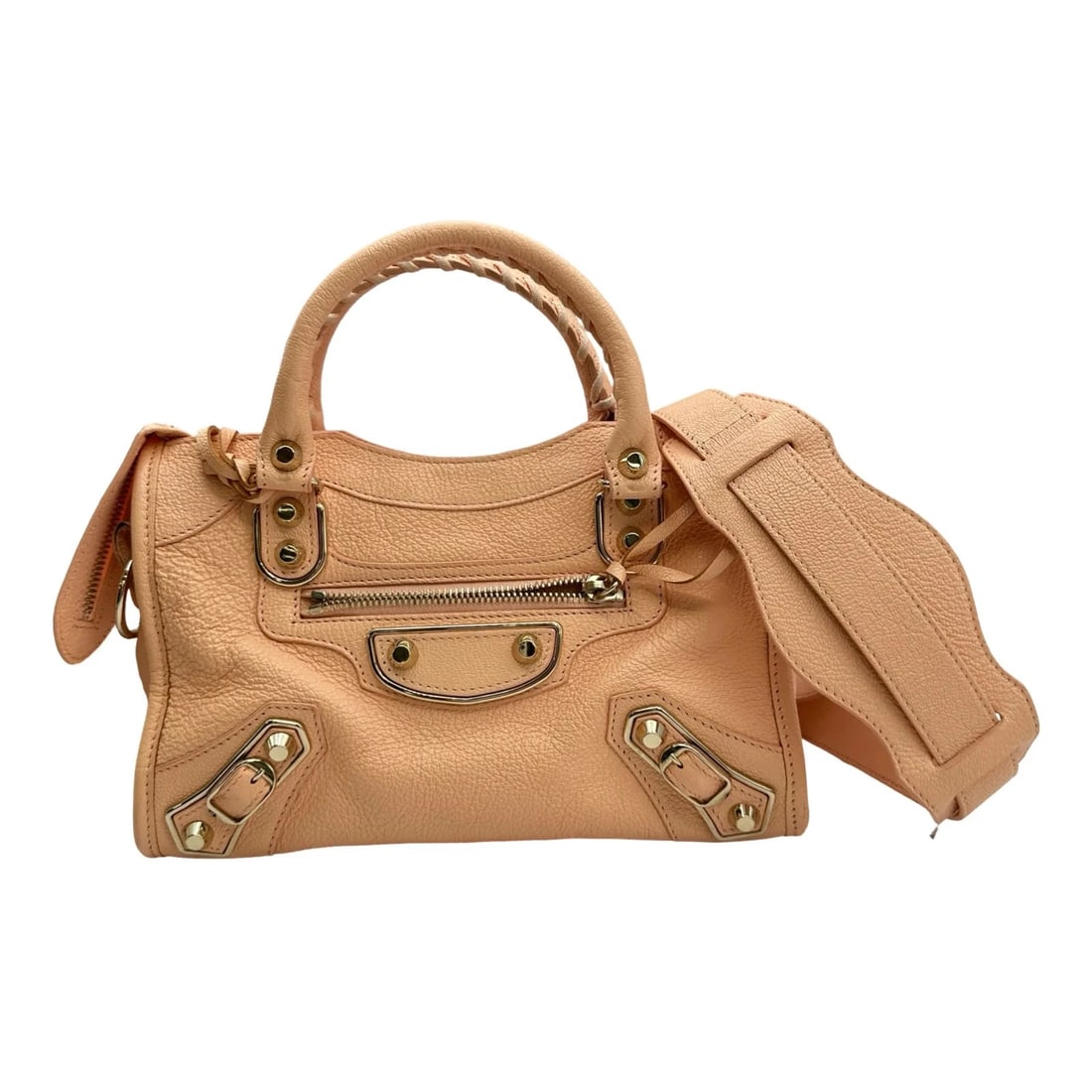 BALENCIAGA PINK BEIGE SHOULDER BAG: BALENCIAGA Pink Beige Shoulder Bag Brand: BALENCIAGA Type/Style: Shoulder Bag Material: Leather Color: Pink Beige / GD Hardware Size: W: 23.5cm / H: 16.5cm / D: 8cm Accessories: None Accessories