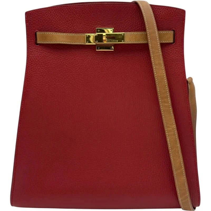 HERMES SPORT ROUGE VIF ARDENNES SHOULDER BAG: HERMES Sport Rouge Vif Ardennes Shoulder Bag Brand: HERMES Type/Style: Shoulder Bag Material: Ardennes Color: Rouge Vif / GD Hardware Size: W: 29cm / H: 31.5cm / D: 8.5cm Accessories: None