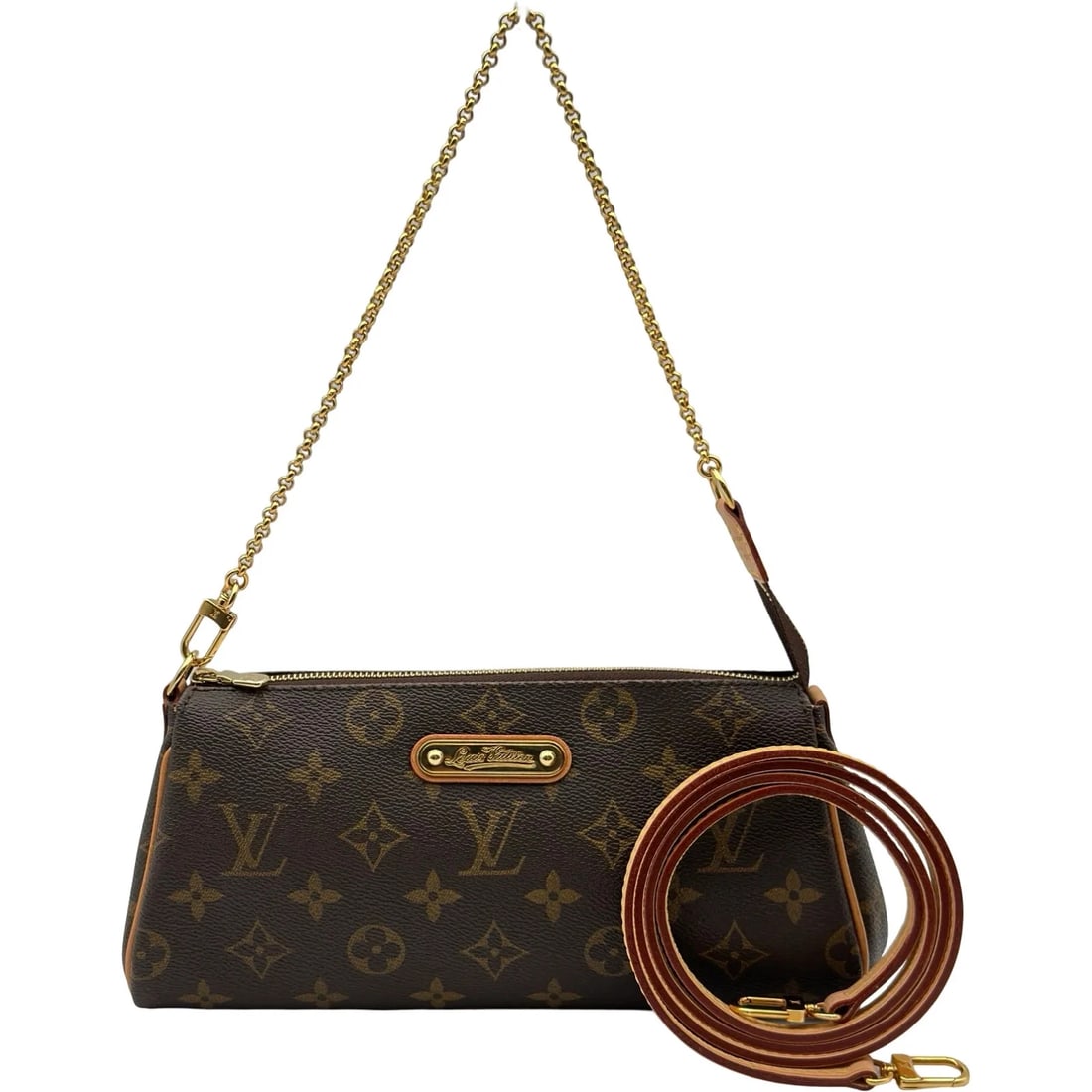 LOUIS VUITTON EVA MONOGRAM: LOUIS VUITTON Eva Monogram Brand: LOUIS VUITTON Type/Style: Shoulder Bag Material: Monogram Canvas Color: brown Size: W: 25cm / H: 13cm / D: 4cm Accessories: None Accessories Notice: When purchasing
