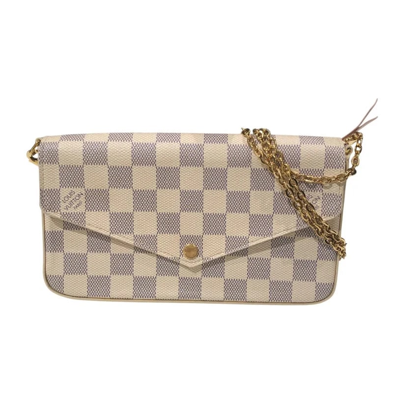 LOUIS VUITTON WHITE DAMIER AZUR SHOULDER BAG: LOUIS VUITTON White Damier Azur Shoulder Bag Brand: LOUIS VUITTON Type/Style: Shoulder Bag Material: Damier Azur Color: white Size: W: 21cm / H: 12cm / D: 3cm Accessories: None Accessories Notice: