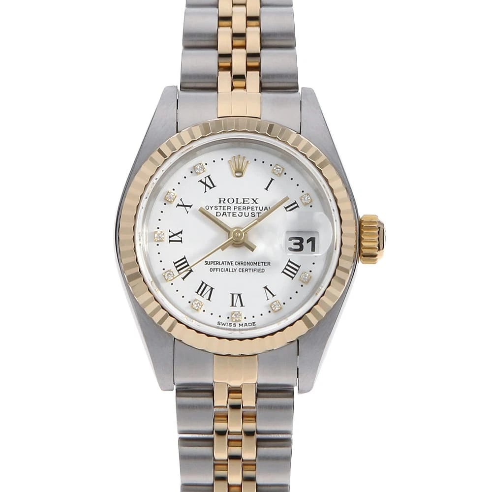 ROLEX DATEJUST DIAMOND WHITE STAINLESS STEEL WATCH: ROLEX Datejust Diamond white Stainless Steel watch Brand: ROLEX Type/Style: Wrist watch Material: Band Material Stainless Steel/Yellow Gold, Case Material Stainless Steel/Yellow Gold Color: Dial Color