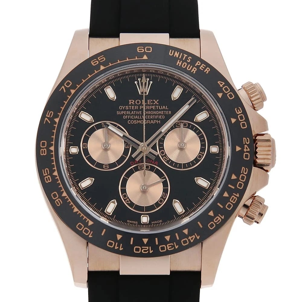 ROLEX COSMOGRAPH DAYTONA BLACK X PINK WATCH: ROLEX Cosmograph Daytona black x Pink watch Brand: ROLEX Type/Style: Wrist watch Material: Band Material rubber, Case Material Everose Gold Color: Dial Color Black Size: Case:W40mm Circumference of Wr