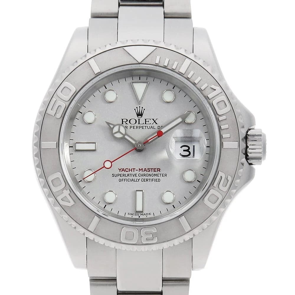 ROLEX YACHT MASTER SILVER WATCH: ROLEX Yacht master Silver watch Brand: ROLEX Type/Style: Wrist watch Material: Band Material Stainless Steel, Case Material Stainless Steel/Platinum Color: Dial Color Silver Size: Case:W40mm Circumfer