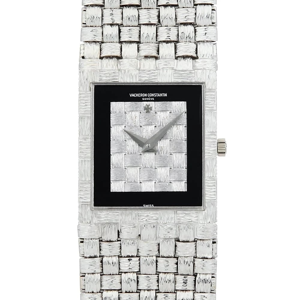 VACHERON CONSTANTIN WHITE GOLD WATCH: VACHERON CONSTANTIN White Gold watch Brand: VACHERON CONSTANTIN Type/Style: Wrist watch Material: Band Material White Gold, Case Material White Gold Color: Dial Color Onyx Size: Case:W25mm x H22.5mm C