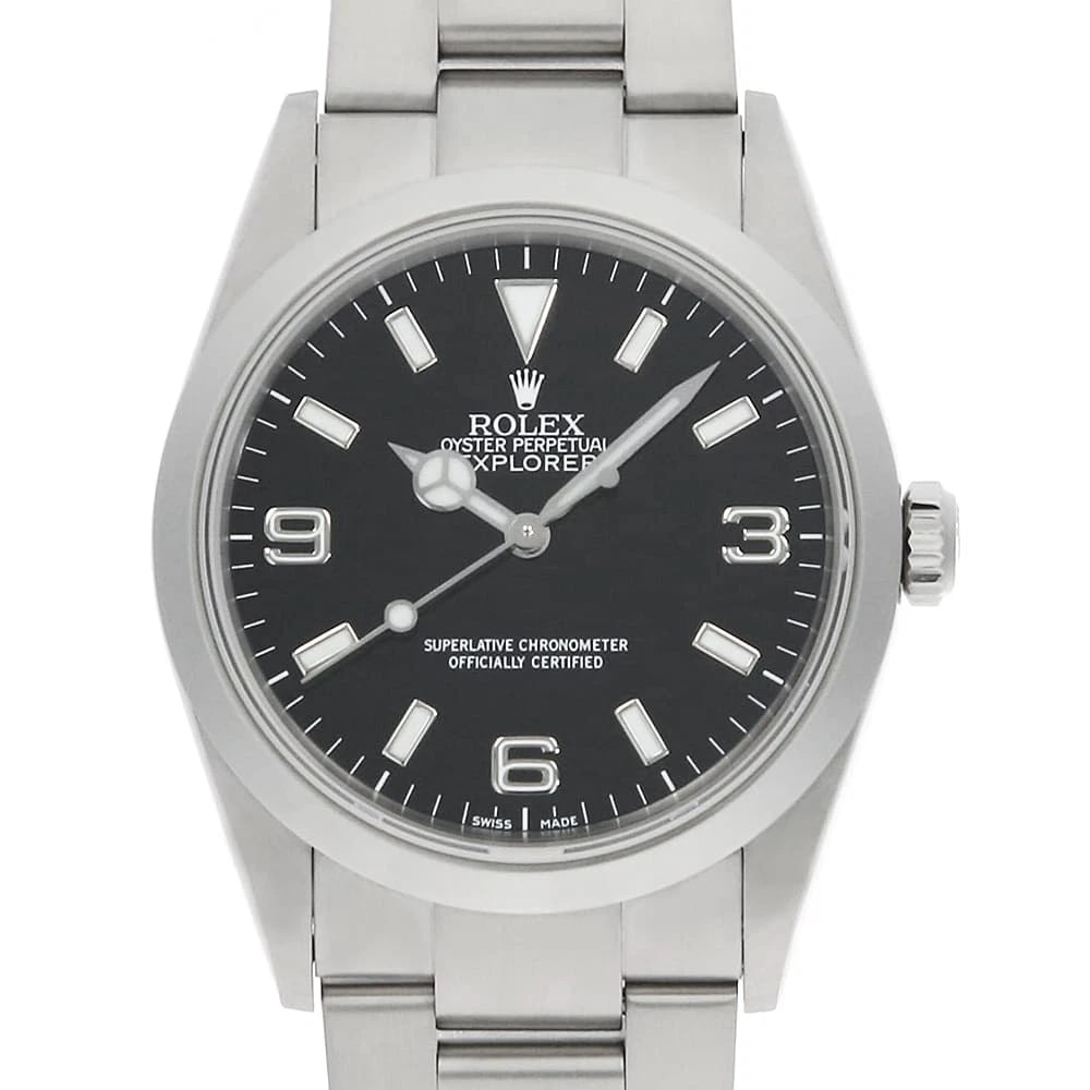 ROLEX EXPLORER BLACK STAINLESS STEEL WATCH: ROLEX Explorer black Stainless Steel watch Brand: ROLEX Type/Style: Wrist watch Material: Band Material Stainless Steel, Case Material Stainless Steel Color: Dial Color Black Size: Case:W36mm Circumfe