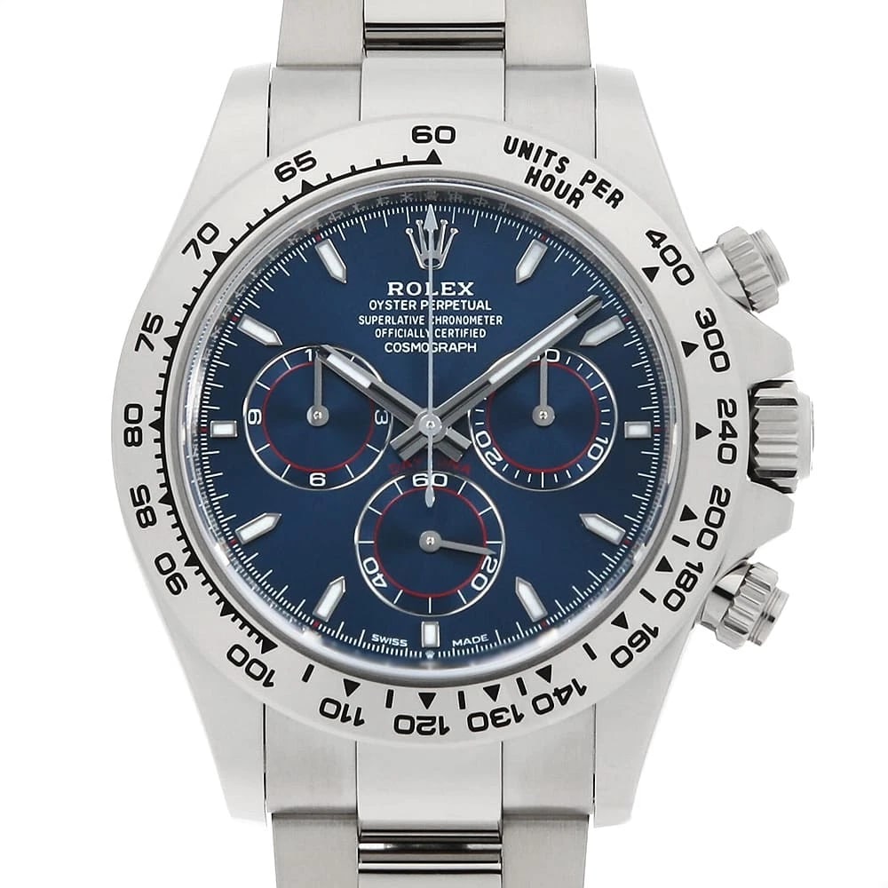 ROLEX COSMOGRAPH DAYTONA BRIGHT BLUE WATCH: ROLEX Cosmograph Daytona Bright blue watch Brand: ROLEX Type/Style: Wrist watch Material: Band Material White Gold, Case Material White Gold Color: Dial Color Bright blue Size: Case:W40mm Circumferenc