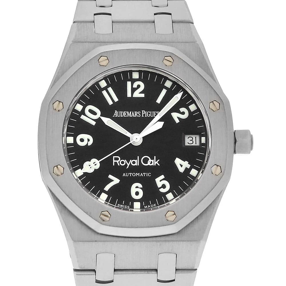 AUDEMARS PIGUET ROYAL OAK STAINLESS STEEL WATCH: AUDEMARS PIGUET Royal oak Stainless Steel watch Brand: AUDEMARS PIGUET Type/Style: Wrist watch Material: Band Material Stainless Steel, Case Material Stainless Steel Color: Dial Color Black Size: Case