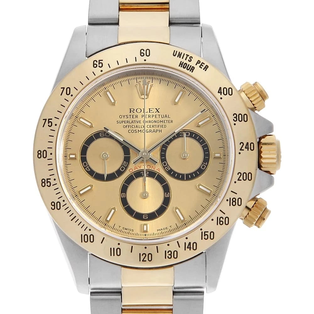 ROLEX COSMOGRAPH DAYTONA CHAMPAGNE STAINLESS STEEL WATCH: ROLEX Cosmograph Daytona Champagne Stainless Steel watch Brand: ROLEX Type/Style: Wrist watch Material: Band Material Stainless Steel/Yellow Gold, Case Material Stainless Steel/Yellow Gold Color: Dial