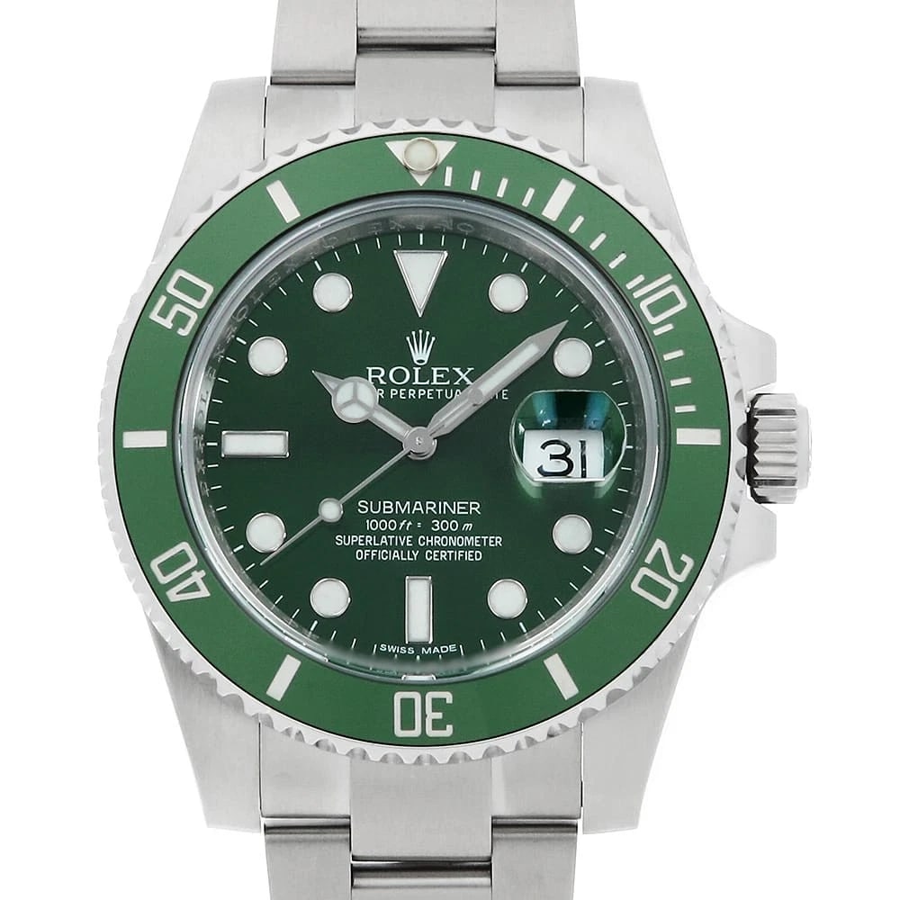 ROLEX SUBMARINER DATE GREEN WATCH: ROLEX SUBMARINER Date green watch Brand: ROLEX Type/Style: Wrist watch Material: Band Material Stainless Steel, Case Material Stainless Steel Color: Dial Color Green Size: Case:W40mm Circumference of 