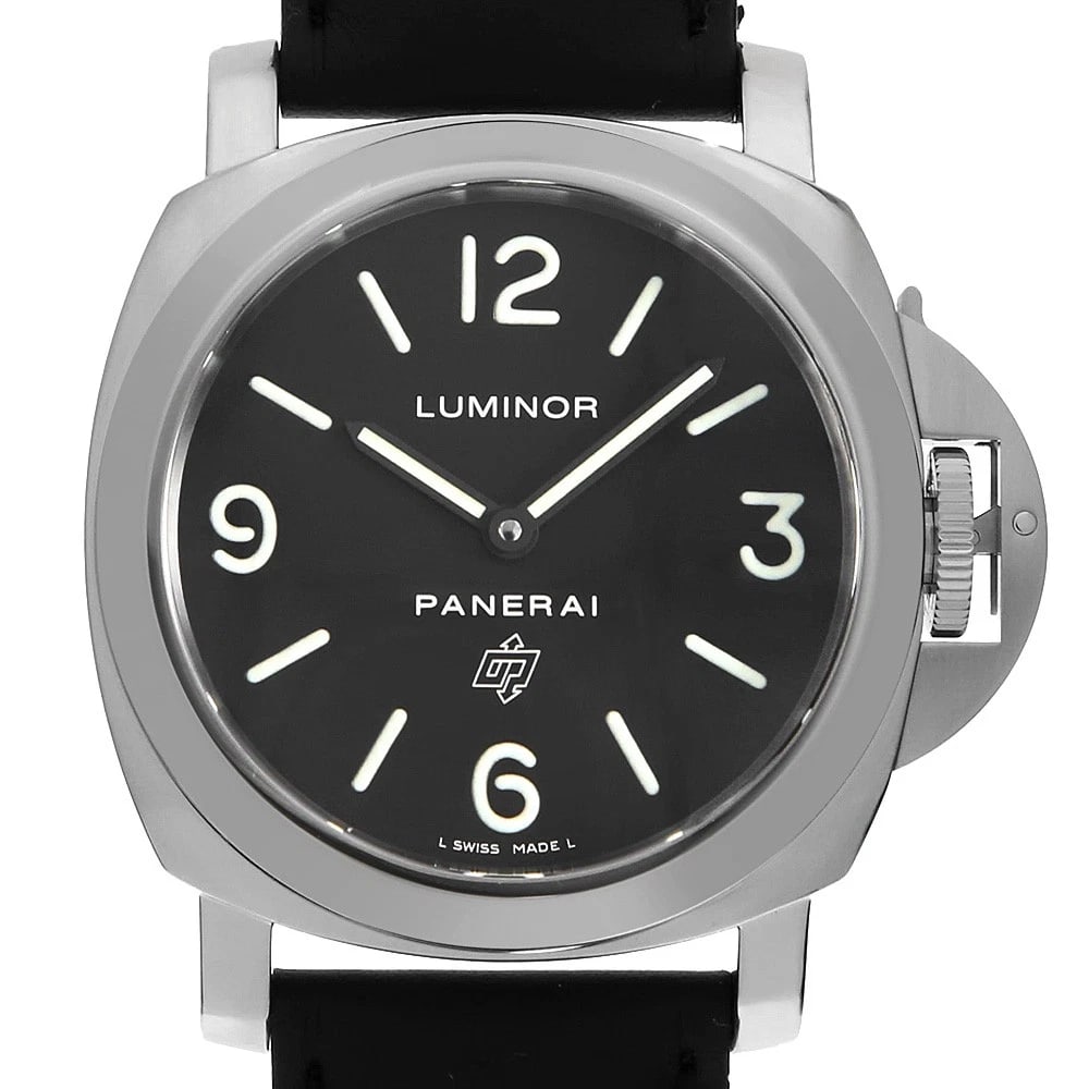 PANERAI LUMINOL STAINLESS STEEL WATCH: PANERAI Luminol Stainless Steel watch Brand: PANERAI Type/Style: Wrist watch Material: Band Material Calfskin, Case Material Stainless Steel Color: Dial Color Black Size: Case:W44mm Accessories: N