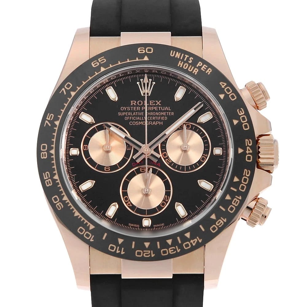 ROLEX COSMOGRAPH DAYTONA BLACK X PINK WATCH: ROLEX Cosmograph Daytona black x Pink watch Brand: ROLEX Type/Style: Wrist watch Material: Band Material rubber, Case Material Everose Gold Color: Dial Color Black Size: Case:W40mm Circumference of