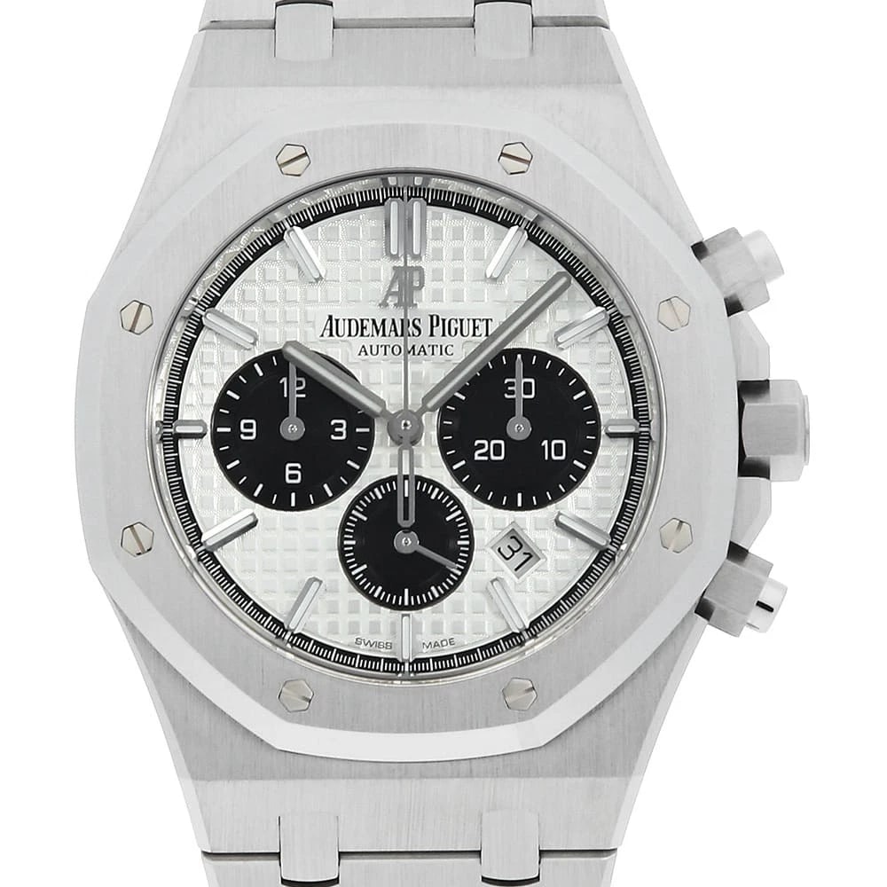 AUDEMARS PIGUET ROYAL OAK CHRONOGRAPH WATCH: AUDEMARS PIGUET Royal Oak Chronograph watch Brand: AUDEMARS PIGUET Type/Style: Wrist watch Material: Band Material Stainless Steel, Case Material Stainless Steel Color: Dial Color Silver and Black Siz