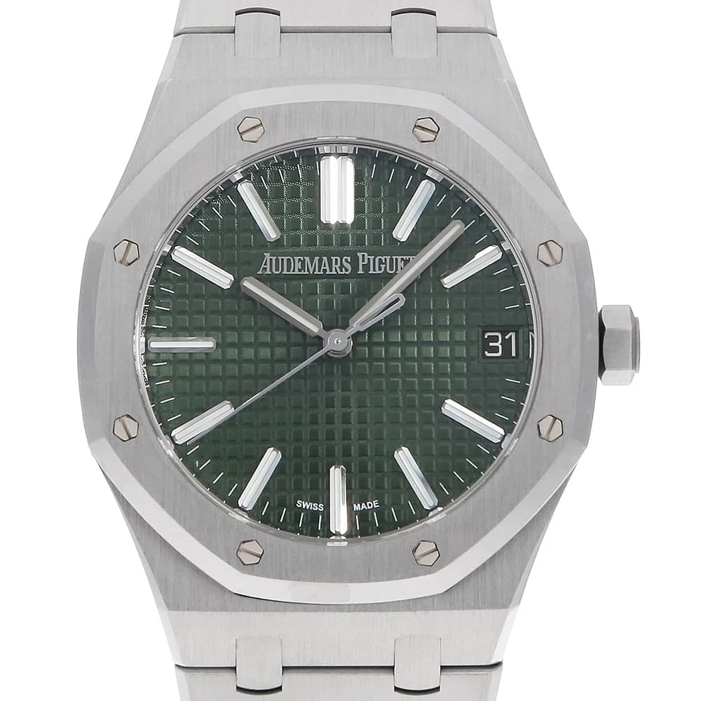 AUDEMARS PIGUET ROYAL OAK AUTOMATIC WATCH: AUDEMARS PIGUET Royal Oak Automatic watch Brand: AUDEMARS PIGUET Type/Style: Wrist watch Material: Band Material Stainless Steel, Case Material Stainless Steel Color: Dial Color Green Size: Case:W41mm