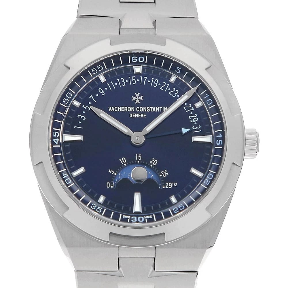 VACHERON CONSTANTIN MOON PHASE STAINLESS STEEL WATCH: VACHERON CONSTANTIN Moon Phase Stainless Steel watch Brand: VACHERON CONSTANTIN Type/Style: Wrist watch Material: Band Material Stainless Steel, Case Material Stainless Steel Color: Dial Color Blue Si