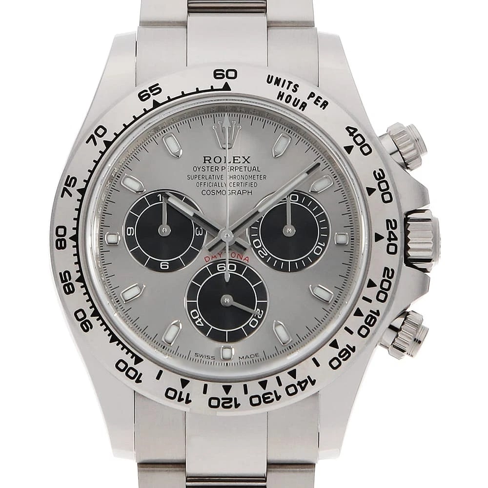 ROLEX COSMOGRAPH DAYTONA STEEL X BLACK WATCH: ROLEX Cosmograph Daytona Steel x black watch Brand: ROLEX Type/Style: Wrist watch Material: Band Material White Gold, Case Material White Gold Color: Dial Color Steel and Black Size: Case:W40mm Circum