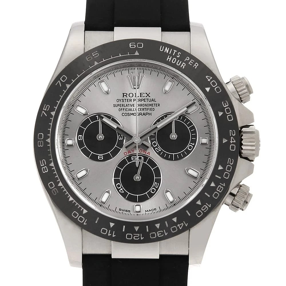ROLEX COSMOGRAPH DAYTONA STEEL X BLACK WATCH: ROLEX Cosmograph Daytona Steel x black watch Brand: ROLEX Type/Style: Wrist watch Material: Band Material rubber, Case Material White Gold Color: Dial Color Steel and Black Size: Case:W40mm Circumfere
