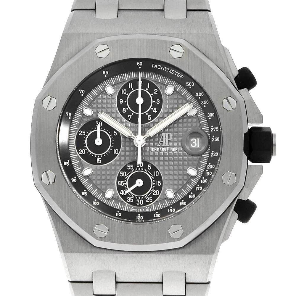 AUDEMARS PIGUET ROYAL OAK CHRONOGRAPH WATCH: AUDEMARS PIGUET Royal Oak Chronograph watch Brand: AUDEMARS PIGUET Type/Style: Wrist watch Material: Band Material Titanium, Case Material Titanium Color: Dial Color Gray Size: Case:W42mm Circumferenc