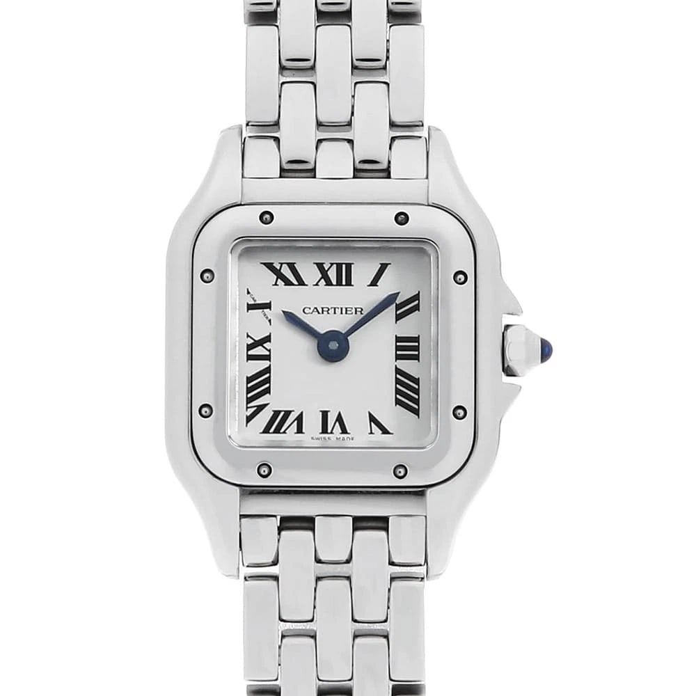 CARTIER PANTHERE STAINLESS STEEL WATCH: Cartier PANTHERE Stainless Steel watch Brand: Cartier Type/Style: Wrist watch Material: Band Material Stainless Steel, Case Material Stainless Steel Color: Dial Color Silver Size: Case:W25mm x H21mm C