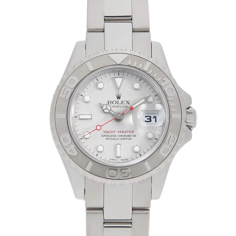 ROLEX YACHT MASTER SILVER STAINLESS STEEL WATCH: ROLEX Yacht master Silver Stainless Steel watch Brand: ROLEX Type/Style: Wrist watch Material: Band Material Stainless Steel, Case Material Stainless Steel/Platinum Color: Dial Color Silver Size: Case