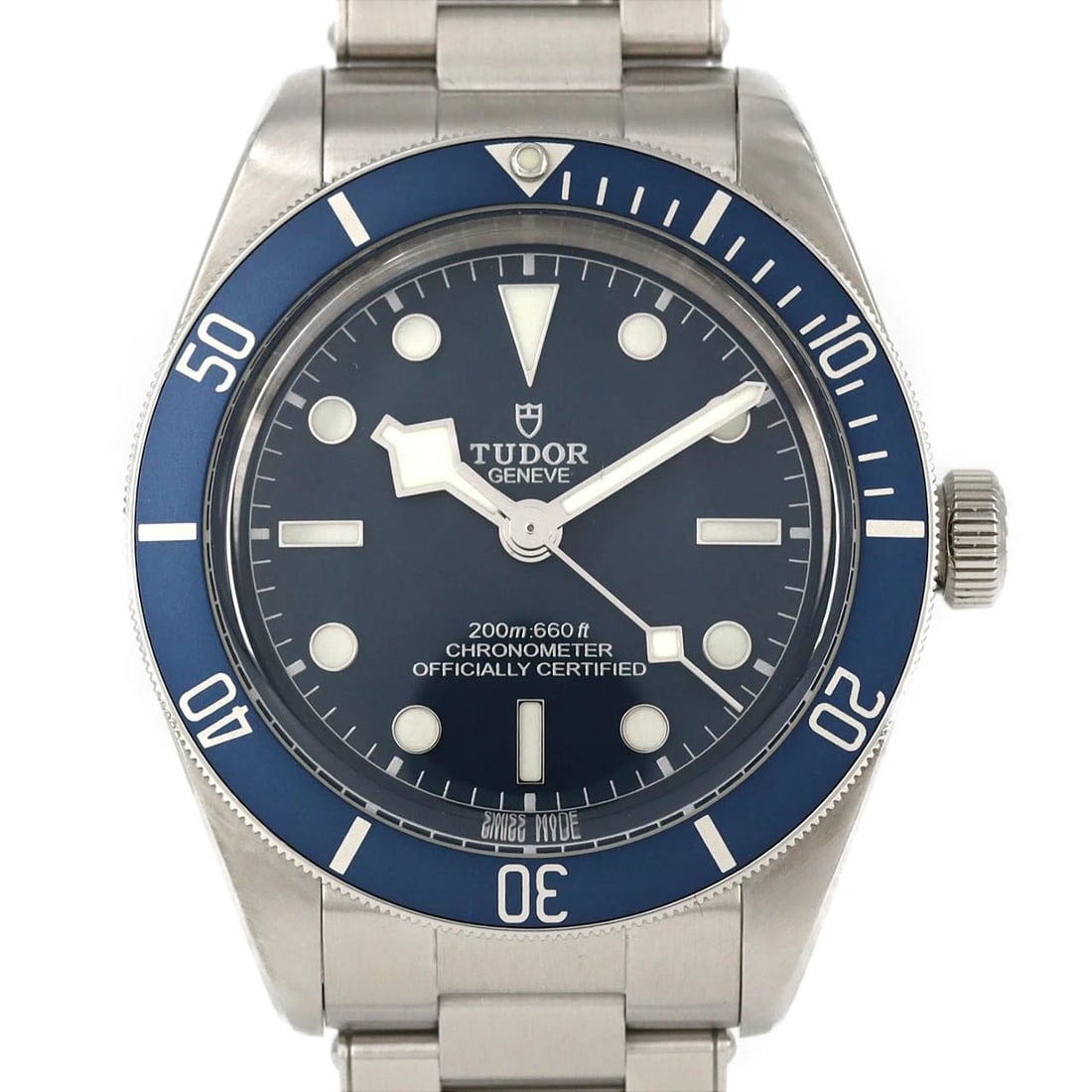 TUDOR BLACK STAINLESS STEEL WATCH: Tudor Black Stainless Steel watch Brand: Tudor Type/Style: Wrist watch Material: Case: Stainless Steel Breath: Stainless Steel Color: Dial color: Blue Size: Case diameter: Approx. 39 mm Max wrist circ