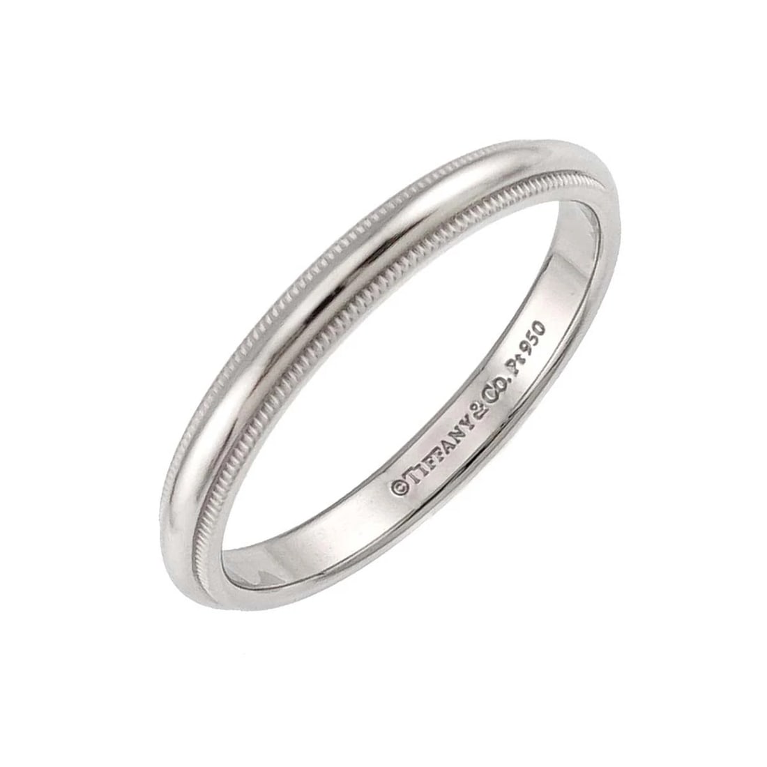 TIFFANY CO. MILGRAIN BAND RING PT PLATINUM: TIFFANY Co. Milgrain Band Ring Pt Platinum Brand: TIFFANY Co. Type/Style: Ring Material: Platinum Color: Platinum Size: 10.5-10.75(US) Accessories: None Accessories Notice: When purchasing