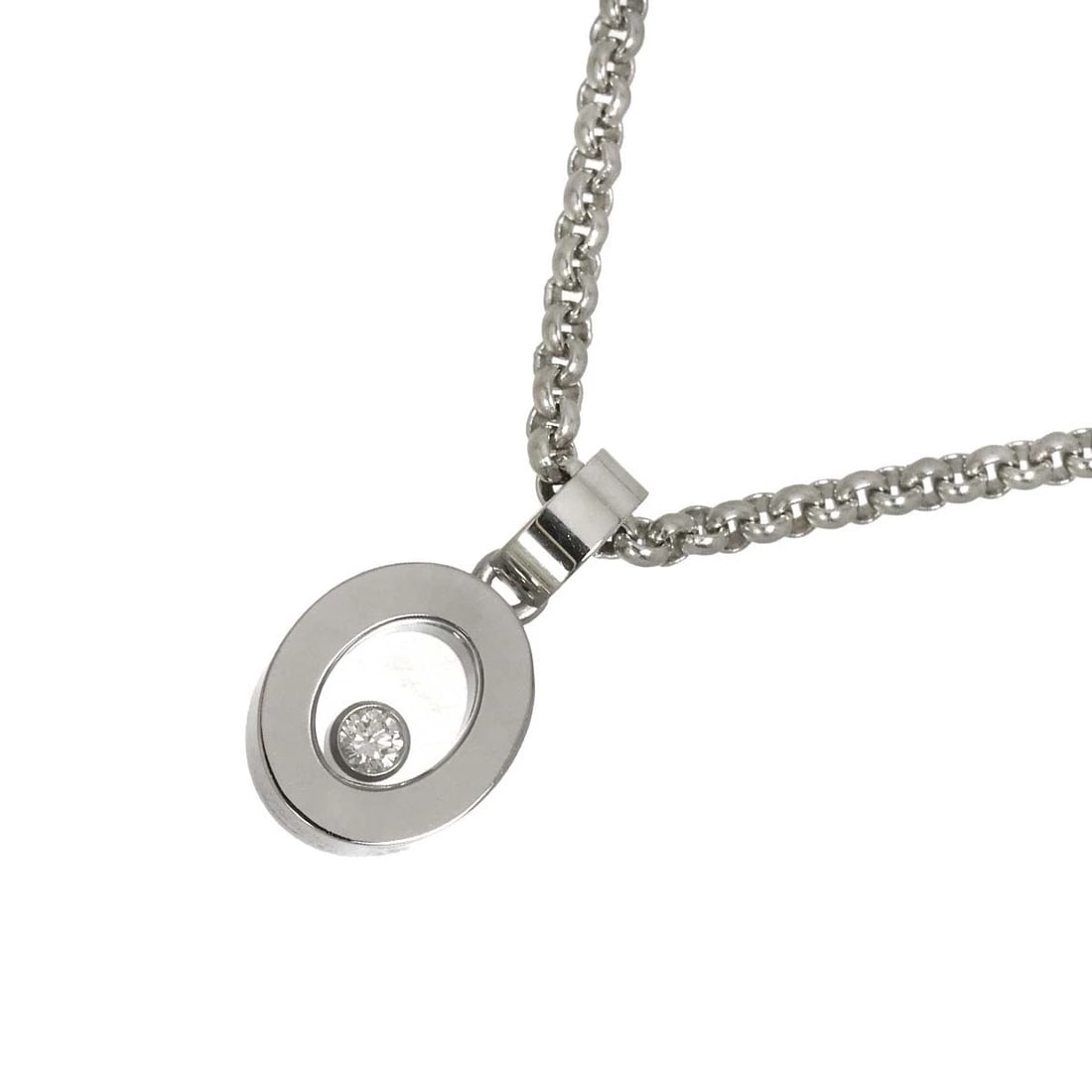 CHOPARD HAPPY DIAMOND NECKLACE 18K WHITE GOLD 750: Chopard Happy Diamond Necklace 18K White Gold 750 Brand: Chopard Type/Style: Necklace Material: 750 White Gold Main Stone Natural Color: White Gold Size: internal circumference of the chain:16.5inch T