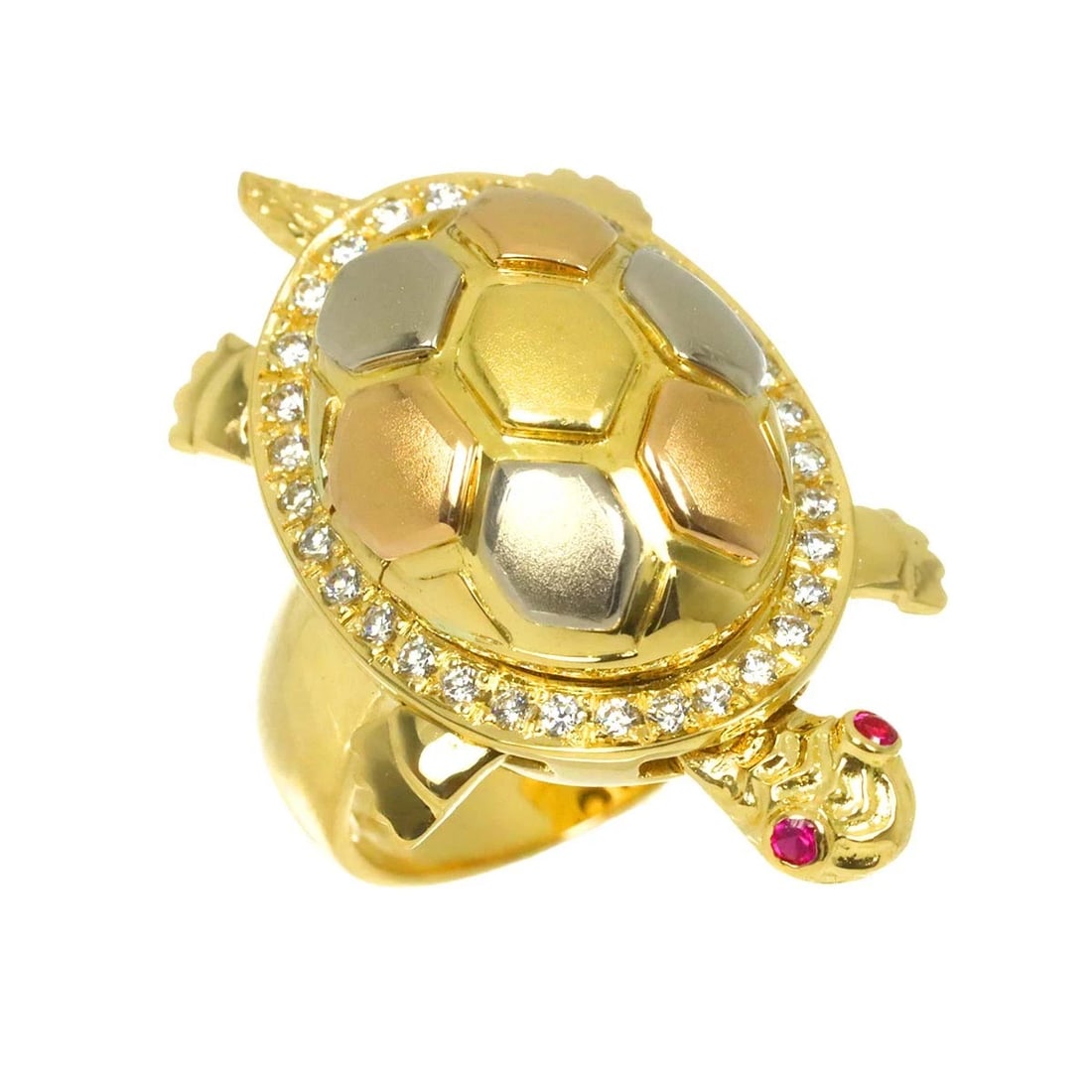 DIAMOND RUBY RING 18K YG PG WG - 4