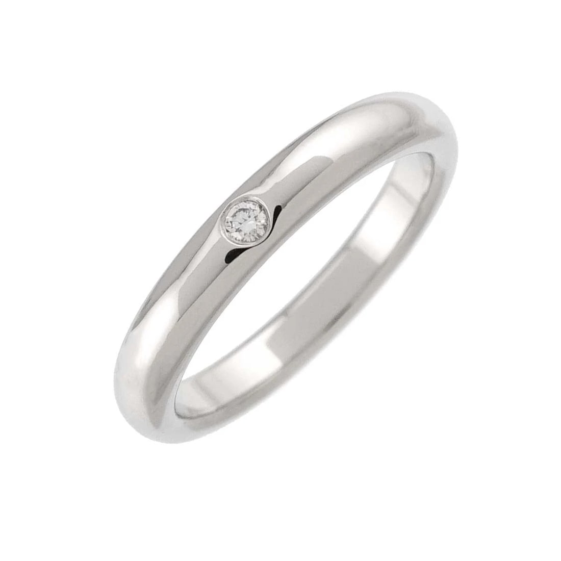 TIFFANY CO. STACKING BAND RING DIAMOND 1P PLATINUM: TIFFANY Co. Stacking Band Ring Diamond 1P Platinum Brand: TIFFANY Co. Type/Style: Ring Material: Platinum Main Stone Natural Color: Platinum Size: 4-4.5(US) Accessories: None Accessories N