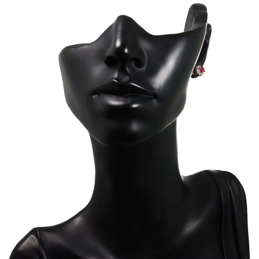RUBY DIAMOND EARRINGS PIERCED PT - 6