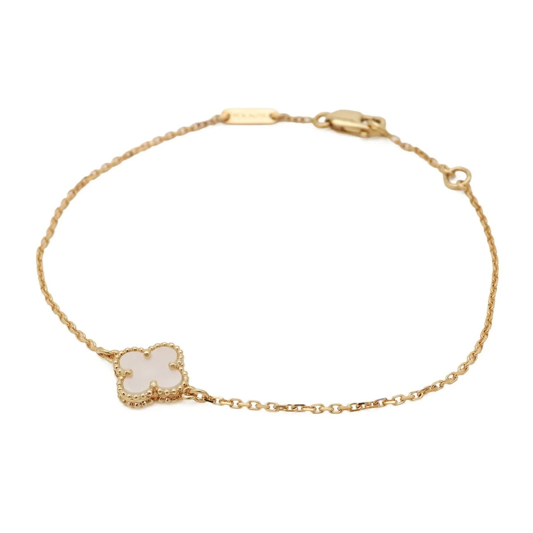 VAN CLEEF & ARPELS VCA SWEET ALHAMBRA BRACELET: Van Cleef & Arpels VCA Sweet Alhambra Bracelet Brand: Van Cleef & Arpels Type/Style: Charm bracelet Material: Color: White, Yellow gold Size: Total Length 17.5cm / 6.88'' Accessories: None