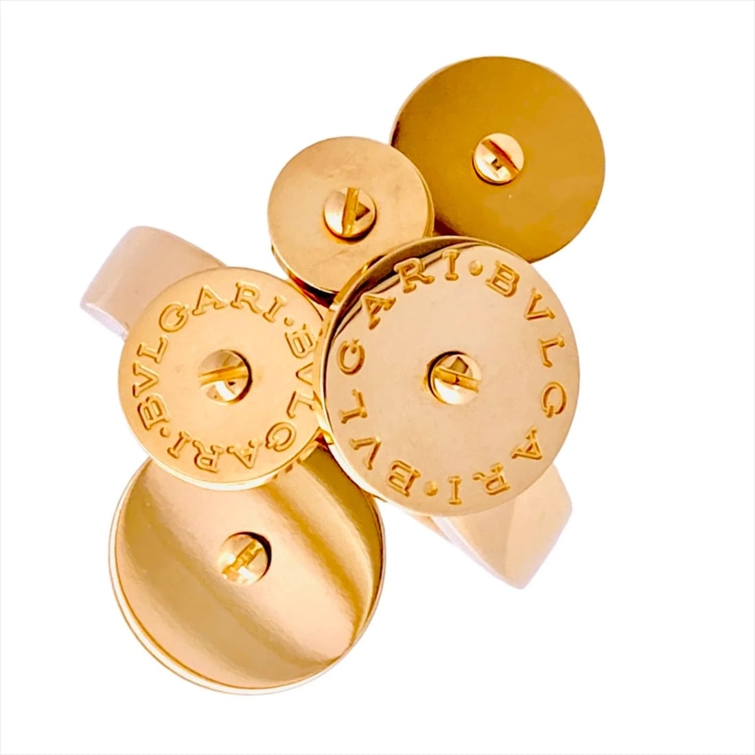 BULGARI CYCLADI RING 18K YELLOW GOLD: Bulgari Cycladi Ring, 18K Yellow Gold Brand: Bvlgari Type/Style: Band ring Material: Color: Yellow gold Size: 6 US Accessories: None Accessories Notice: When purchasing pre-owned goods, pl