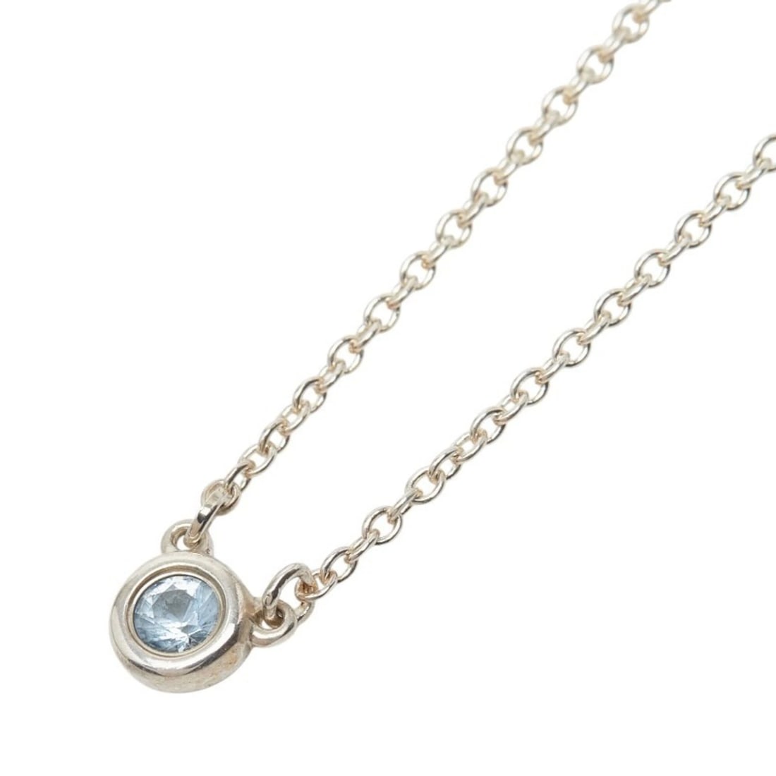 TIFFANY & CO. BY THE YARD AQUAMARINE PENDANT NECKLACE: Tiffany & Co. by the Yard Aquamarine Pendant Necklace Brand: Tiffany Type/Style: Pendant necklace Material: Color: Silver Size: Neck Circumference 41 cm / 16.14'' Pendant Size 5.3mm x 5.7mm / 0.2'' x