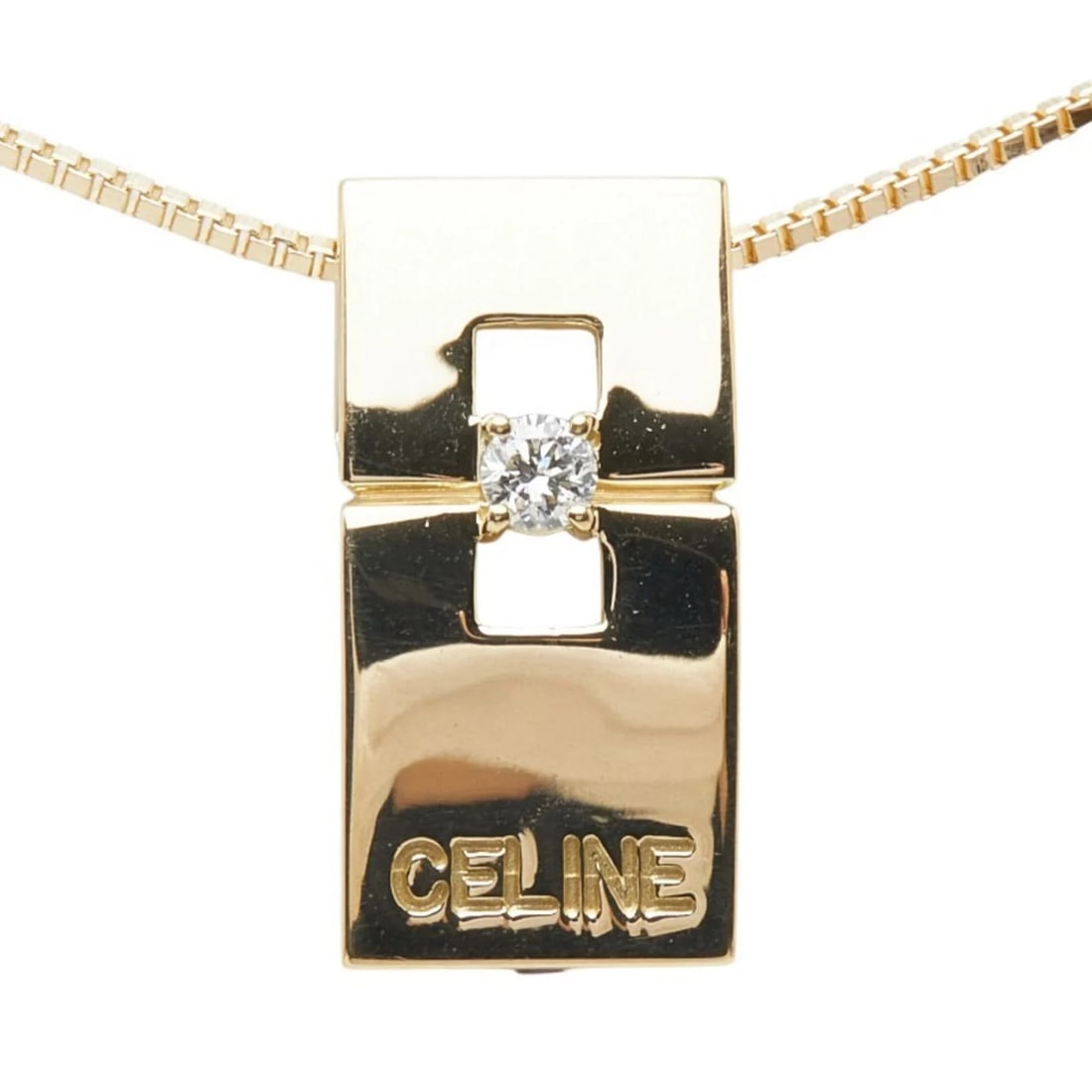 CELINE 18K YELLOW GOLD PENDANT NECKLACE: Celine 18K Yellow Gold Pendant Necklace Brand: Celine Type/Style: Necklace Material: Color: Yellow gold Size: Neck Circumference 42 cm / 16.53'' Pendant Size 16.2mm x 8.1mm / 0.63'' x 0.31'' Acces