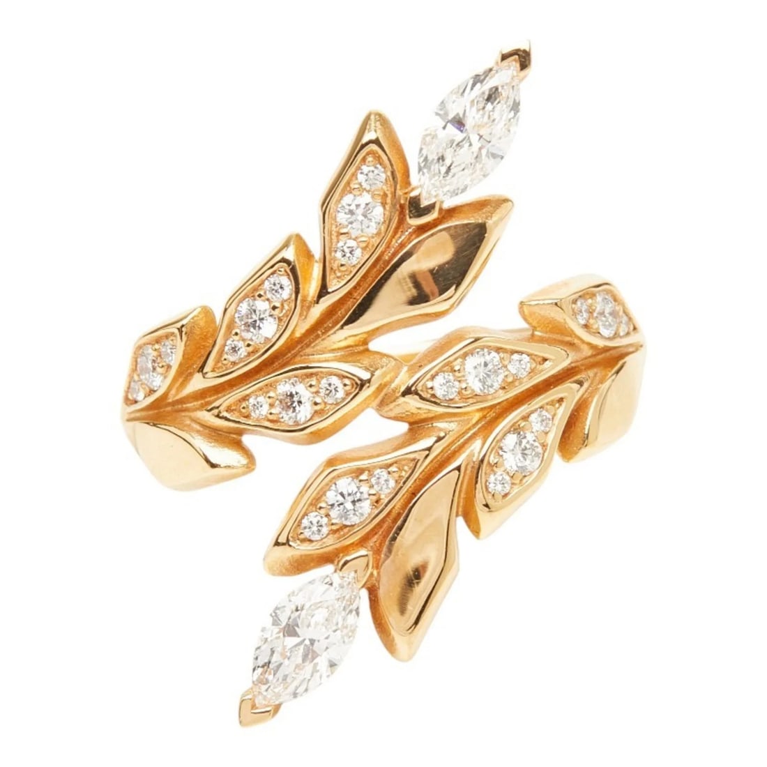 TIFFANY & CO. 18K YELLOW GOLD VICTORIA VINE BYPASS RING: Tiffany & Co. 18K Yellow Gold Victoria Vine Bypass Ring Brand: Tiffany Type/Style: Band ring Material: Color: Yellow gold Size: 5 US Accessories: None Accessories Notice: When purchasing p