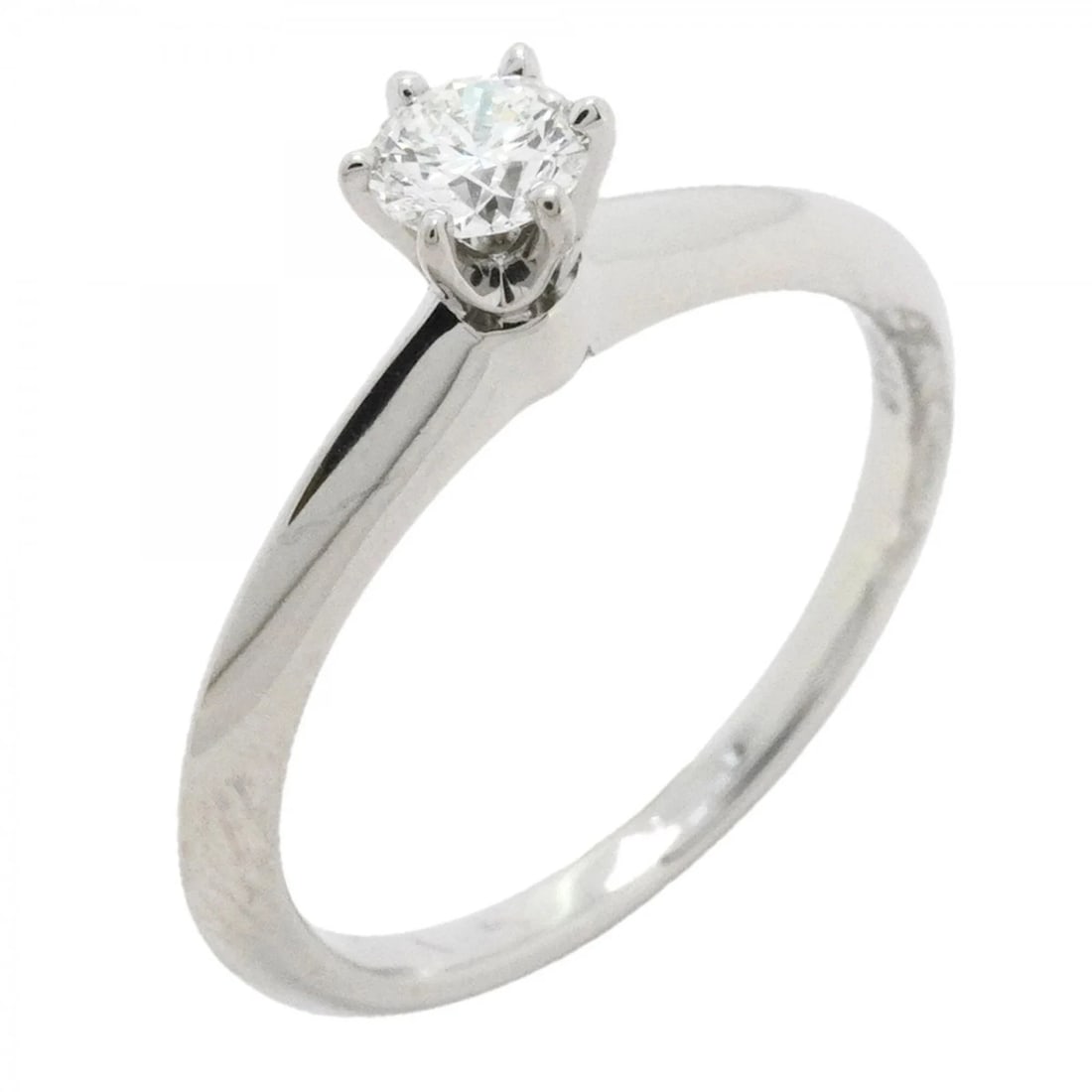 TIFFANY & CO. SOLITAIRE RING 1PD (ONE DIAMOND): Tiffany & Co. Solitaire Ring, 1PD (One Diamond) Brand: Tiffany Type/Style: Band ring Material: Color: Platinum Size: 6 US Accessories: None Accessories Notice: When purchasing pre-owned goods, please