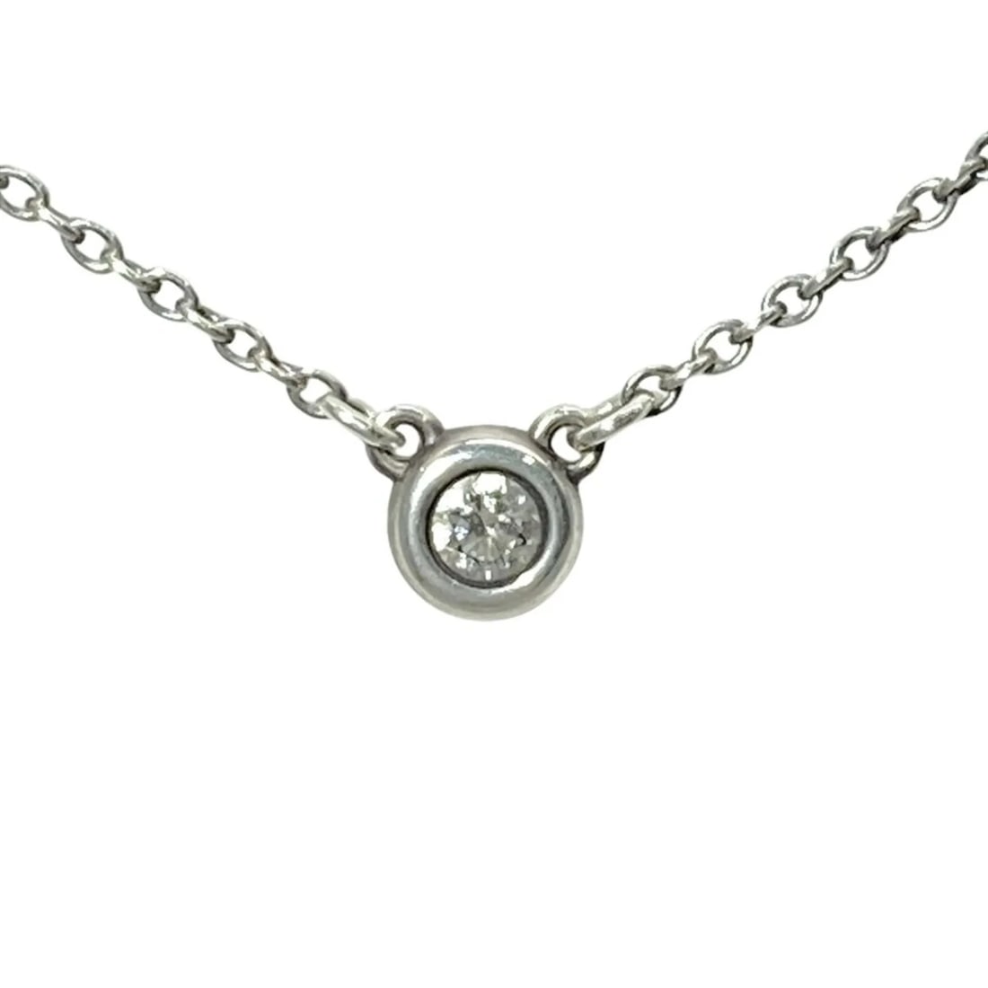 TIFFANY & CO. BY THE YARD DIAMOND NECKLACE: Tiffany & Co. By the Yard Diamond Necklace Brand: Tiffany Type/Style: Necklace Material: Color: Silver Size: Neck Circumference 45 cm / 17.71'' Pendant Size 4.2mm / 0.16'' Accessories: None