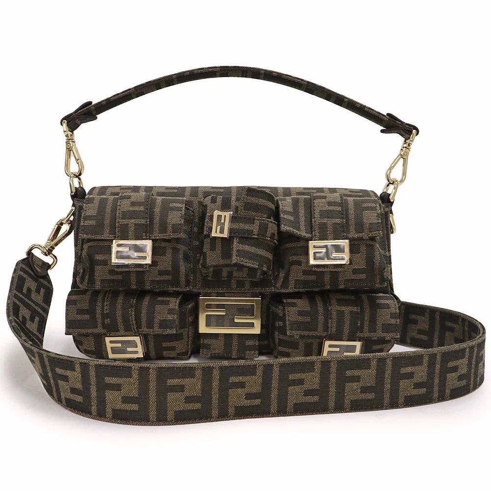 FENDI BAGUETTE ZUCCA PATTERN JACQUARD: FENDI Baguette Zucca Pattern Jacquard Brand: FENDI Type/Style: Handbag Material: Jacquard Ff Color: Brown Size: W: 28cm x H: 15cm x D: 7cm Accessories: None Accessories Notice: When purchasing