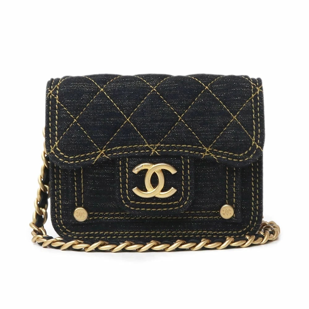 CHANEL SHOULDER BAG DENIM: CHANEL Shoulder Bag Denim Brand: CHANEL Type/Style: Shoulder Bag Material: Denim Color: Navy Size: W:12cm x H:9cm x D:3cm Accessories: None Accessories Notice: When purchasing pre-owned goods, please
