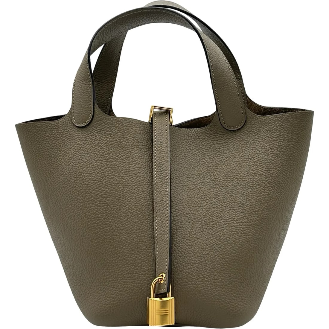 HERMES PICOTIN W BEIGE MARFA TRIOMPHE LEATHER: HERMES Picotin W Beige Marfa Triomphe Leather Brand: HERMES Type/Style: Handbag Material: Taurillon Color: Beige Malfa / GD Hardware Size: W: 24cm / H: 18.5cm / D: 13cm Accessories: None A