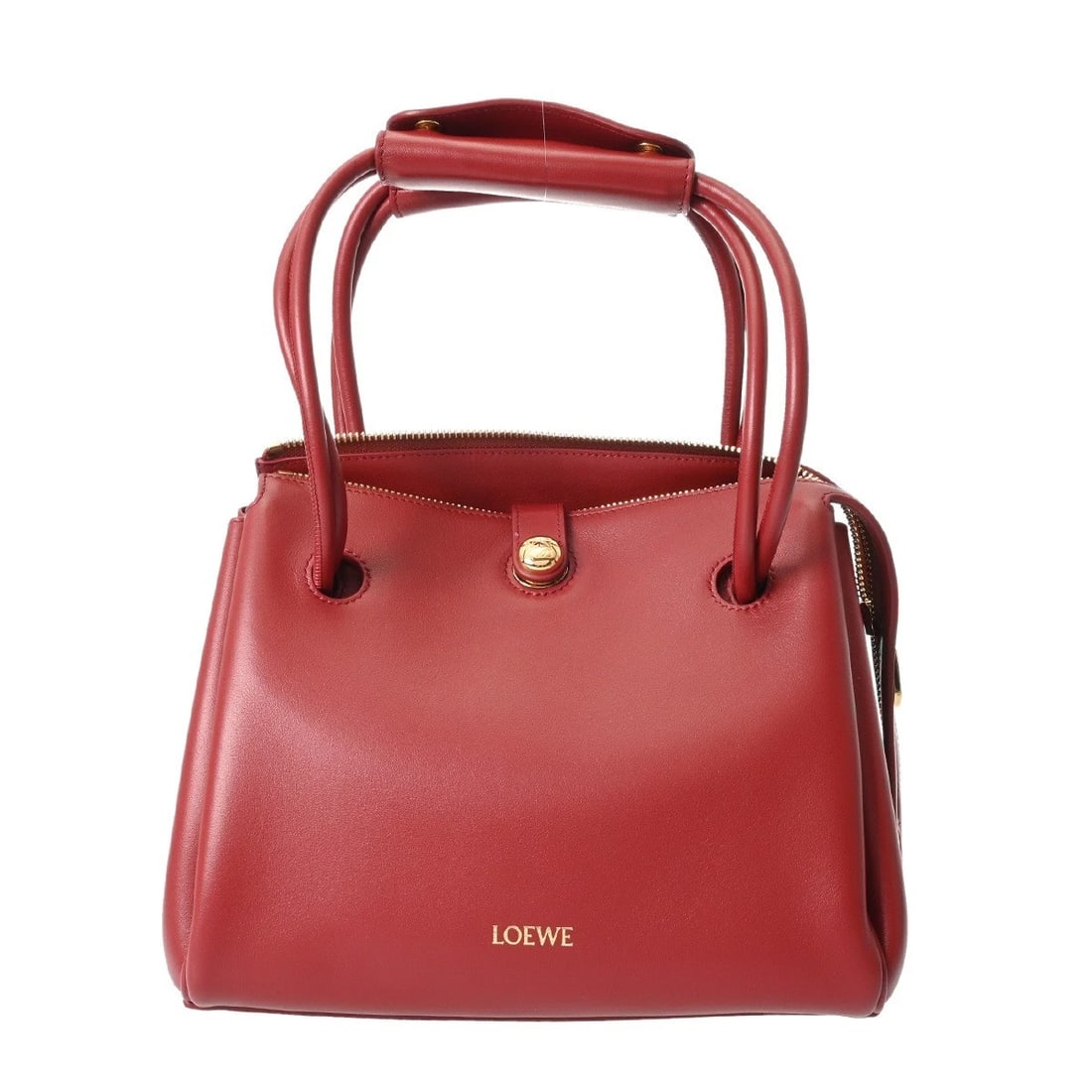 LOEWE MADRID BAG SMALL 3-WAY BURNTREAD HANDBAG: LOEWE Madrid Bag Small 3-Way Burntread Handbag Brand: LOEWE Type/Style: Handbag Material: Supple calf Color: Burntread Gold Metal Size: H:about 7.9inch W:about 9.3inch (Bottom) D:about 3.9inch (Bottom