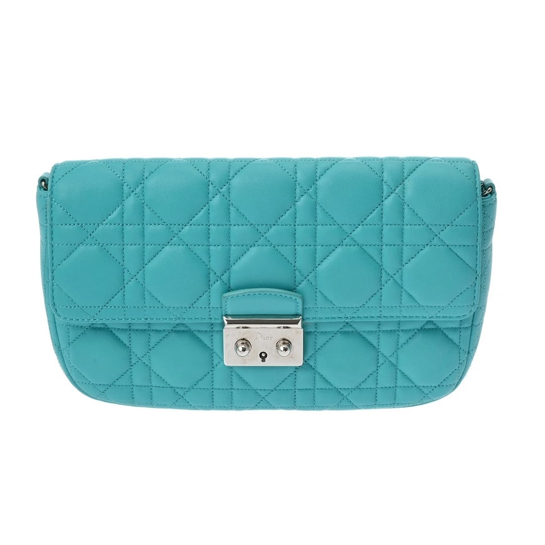 DIOR CHAINSHOULDER CANNAGE LAMBSKIN TURQUOISE SHOULDER BAG: Dior ChainShoulder Cannage lambskin Turquoise Shoulder Bag Brand: Dior Type/Style: Shoulder Bag Material: lambskin Color: Turquoise ? SilverMetal Size: H:about 5.3inch W:about 8.3inch D:about 1.6inch 