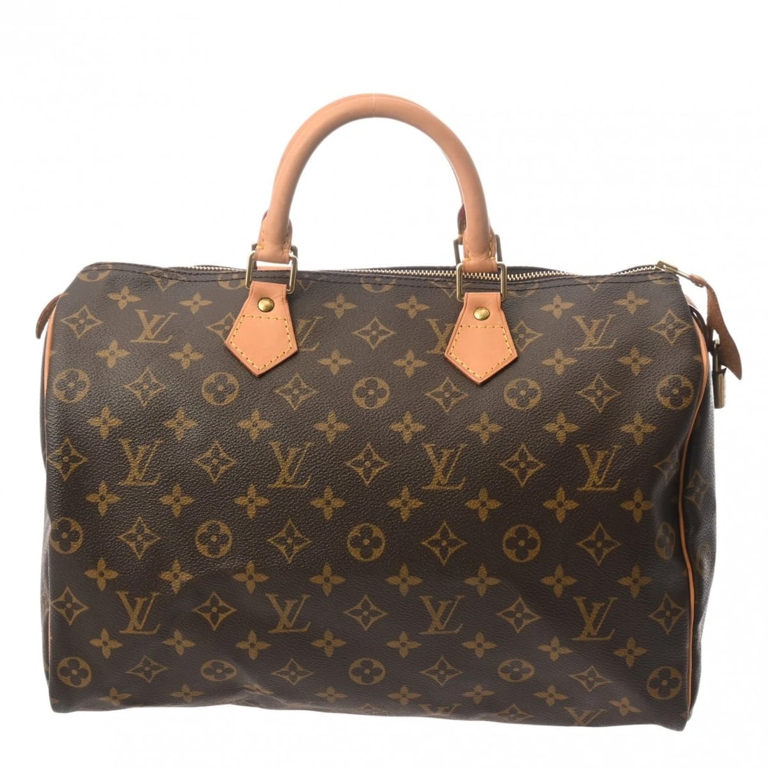 LOUIS VUITTON SPEEDY 35 MONOGRAM CANVAS HANDBAG: LOUIS VUITTON Speedy 35 Monogram canvas Handbag Brand: LOUIS VUITTON Type/Style: Handbag Material: Monogram canvas Color: Brown ? Gold Metal Size: H:about 9.1inch W:about 13.8inch D:about 7.1inch