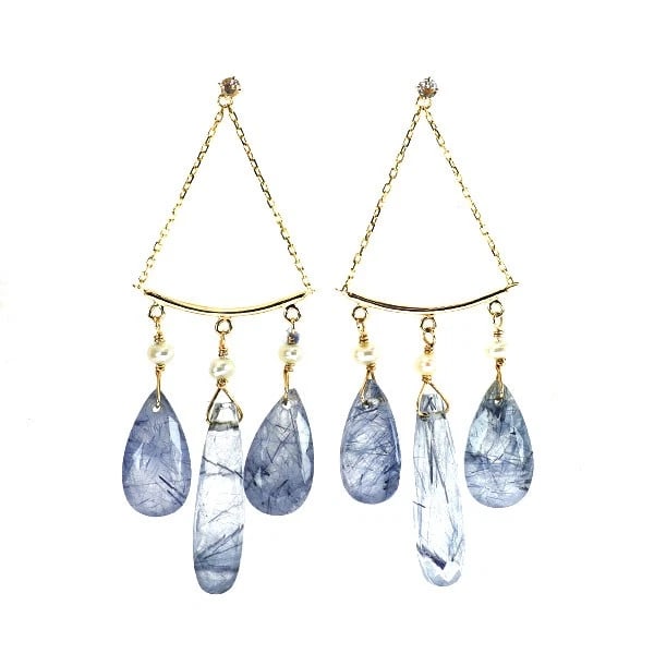 Agate K10YG quartz freshwater pearl earrings: Agate K10YG quartz freshwater pearl earrings Brand: Agete Type/Style: piercing Material: K10YG, Main Stone quartz Color: YG Size: Length/Width/Diameter52.2 Accessories: None Accessories Notice: When