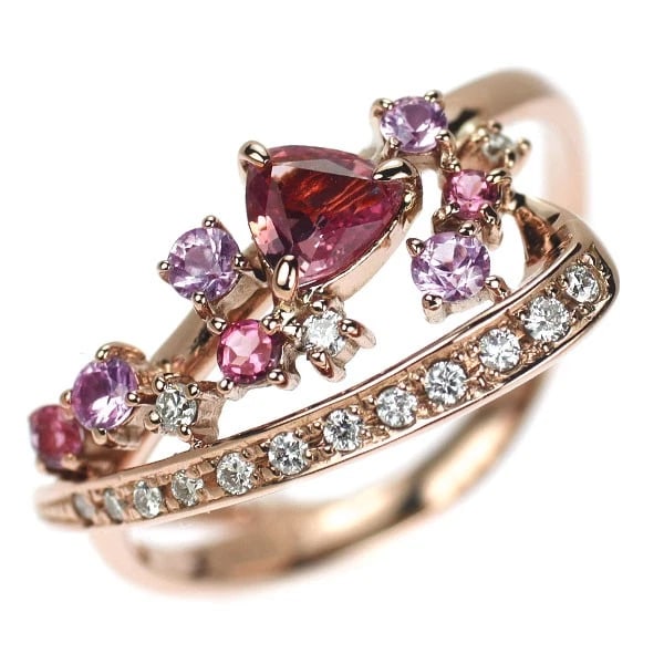 K18PG pink sapphire diamond ring: K18PG pink sapphire diamond ring Brand: None Type/Style: ring Material: K18PG, Main Stone sapphires Color: PG Size: 6.75 - 7US Accessories: None Accessories Notice: When purchasing pre-owned goods,